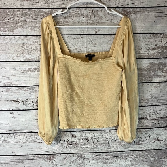 J. Crew Square Neckline Smocked Featherweight Satin Crop Top - Picture 2 of 13